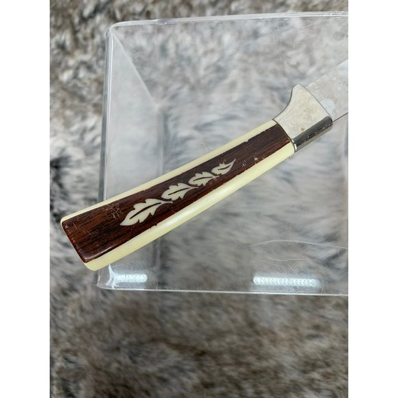 Vintage Regent Sheffield 3 Pieces Woodgrain Brown Tan Leaf Design Stainless Stee - Picture 4 of 12